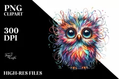 Colorful Baby Owl Sublimation Clipart Product Image 1