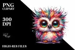 Colorful Baby Owl Sublimation Clipart Product Image 1