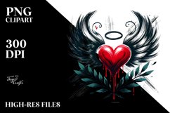 Heart with Wings Paint Brush Style PNG Product Image 2