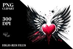 Heart with Wings Paint Brush Style PNG Product Image 2