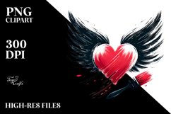 Heart with Wings Paint Brush Style PNG Product Image 2