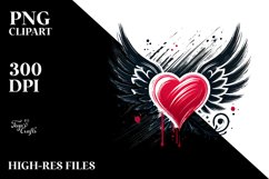 Heart with Wings Paint Brush Style PNG Product Image 2