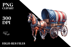 Vintage Horse Wagon, USA Flag Colors PNG Product Image 2