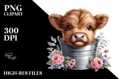 Watercolor Baby Highland Cow PNG Product Image 1
