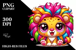 Colorful Crazy Baby Lion PNG Product Image 1