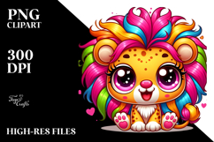 Colorful Crazy Baby Lion PNG Product Image 2