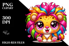 Colorful Crazy Baby Lion PNG Product Image 2