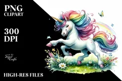 Colorful Baby Unicorn Skipping PNG Product Image 1