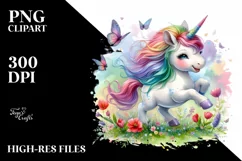 Colorful Baby Unicorn Skipping PNG Product Image 3