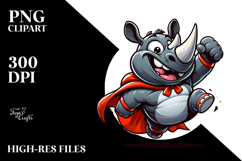 Goofy Rhino with Superhero Cape PNG Product Image 2