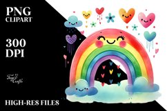 Colorful Rainbow with Hearts, PNG Product Image 2