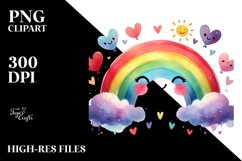 Colorful Rainbow with Hearts, PNG Product Image 2