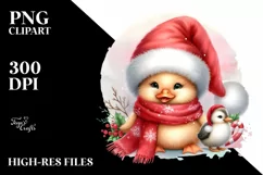 Watercolor Santa Hat Duck, PNG Product Image 3