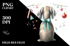 Watercolor Weimaraner with Christmas Decorations, PNG Product Image 2