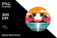 Retro Tropical Island Sunset PNG Product Image 2