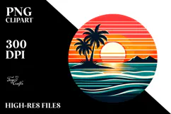 Tropical Island Sunset, PNG Product Image 2