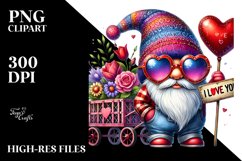 Valentines Gnome with Love You Sign, PNG Product Image 2