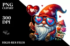 Valentines Gnome with Love You Sign, PNG Product Image 2