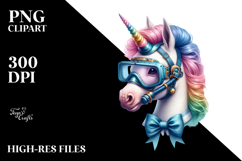 Colorful Baby Unicorn Scuba Mask PNG Product Image 2