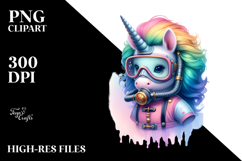 Colorful Baby Unicorn Scuba Mask PNG Product Image 2