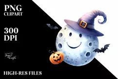 Funny Haloween Moon Sublimation Clipart Product Image 1