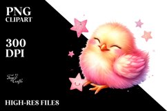 Colorful Baby Chicken Cuddling Star, PNG Product Image 2