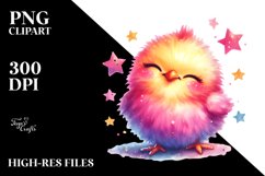 Colorful Baby Chicken Cuddling Star, PNG Product Image 2