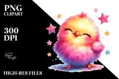Colorful Baby Chicken Cuddling Star, PNG Product Image 2