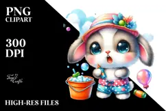 Crazy Baby Rabbit with Bubble Bucket PNG Product Image 2