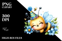 Colorful Baby Bee Party Hat Clipart Product Image 1