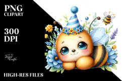 Colorful Baby Bee Party Hat Clipart Product Image 2