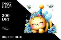 Colorful Baby Bee Party Hat Clipart Product Image 3