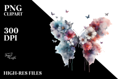Flower Half of Butterfly Silhouettes PNG Product Image 2