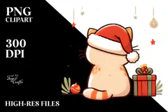 Christmas Cat with Santa Hat, PNG Product Image 2