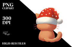 Christmas Cat with Santa Hat, PNG Product Image 2