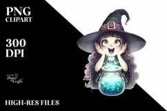 Watercolor Retro Excited Witch | Tshirt|Tumbler|Mug|Clipart Product Image 1