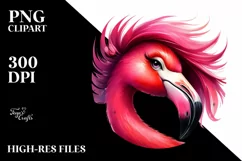 Whimsical Flamingo Portrait | Sublimation Clipart Product Image 1
