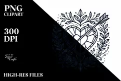 Stained Heart with Arrow Lineart PNG Product Image 2
