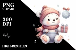 Cute Winter Baby Polar Bear PNG Product Image 3