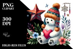 Boho Polar Bear on Star with Heart, Colorful PNG Product Image 2