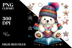 Boho Polar Bear on Star with Heart, Colorful PNG Product Image 2