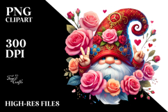 Valentines Gnome with Roses PNG Product Image 2