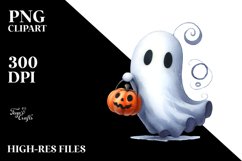 Funny Wimsical Halloween Ghost Sublimation Clipart Product Image 1