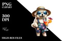 Funky Puppy in Beachwear PNG Product Image 2