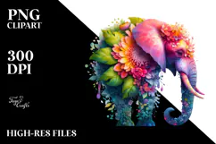 Vibrant Elephant with Flowers, 20 oz Tumbler Product Image 2