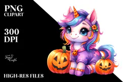 Cute Baby Unicorn Halloween Clipart Product Image 2