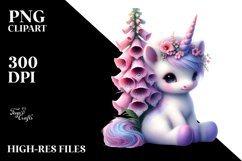 Colorful Baby Unicorn Foxglove Clipart Product Image 1