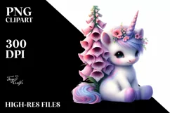 Colorful Baby Unicorn Foxglove Clipart Product Image 1