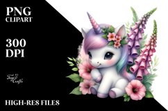 Colorful Baby Unicorn Foxglove Clipart Product Image 1