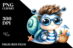 Cute Baby Snail with Cool Haircut PNG Product Image 2